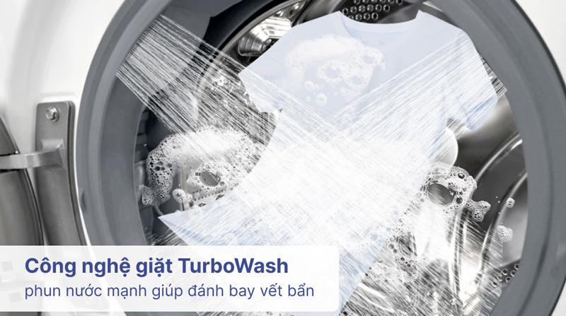 Công nghệ Turbo Wash giúp đánh bay vết bẩn cứng đầu.