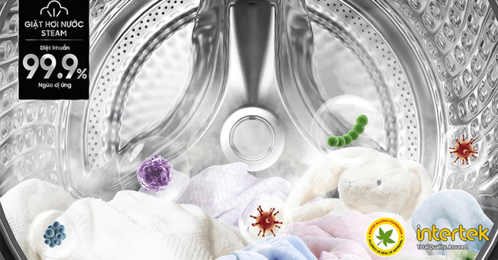 Chế độ giặt hơi nước Steam™, loại bỏ vi khuẩn và các chất gây dị ứng 