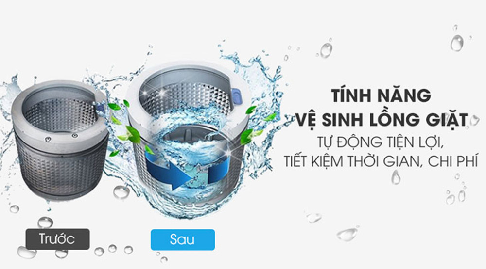 Tính năng  vệ sinh lồng giặt tự động, duy trì môi trường giặt sạch sẽ và khử mùi hôi.