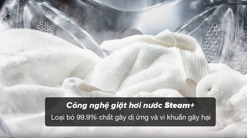 Công nghệ giặt hơi nước Steam giúp diệt khuẩn, giảm nhăn