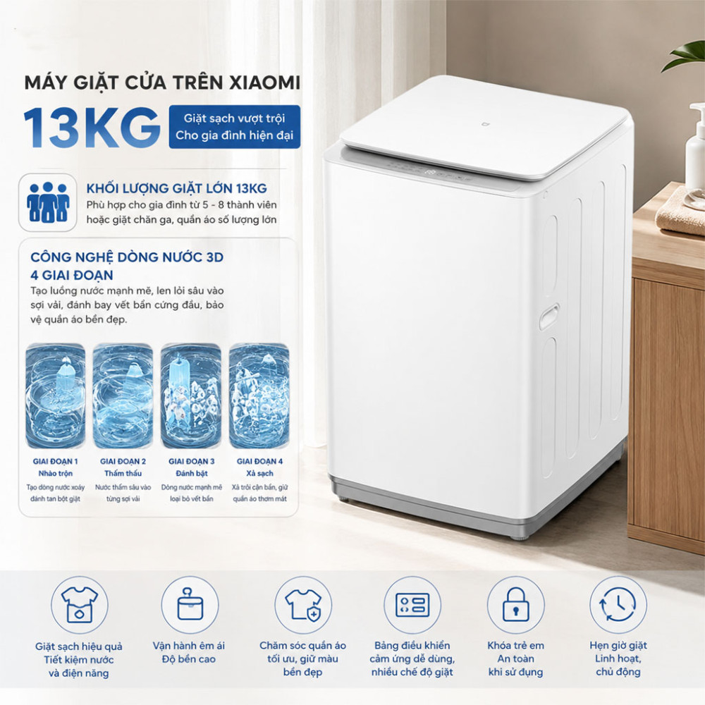 Máy giặt lồng đứng Xiaomi MIJIA 13kg TW130MJA08VN - Hàng chính hãng