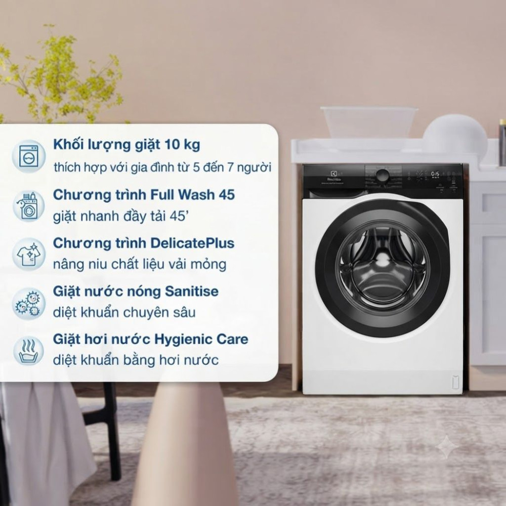  Máy giặt cửa ngang Electrolux 10kg UltimateCare 300 EWF1024D3EC - Hàng chính hãng
