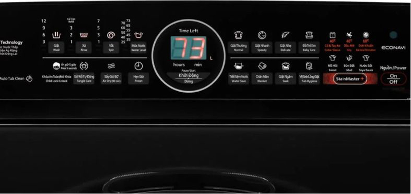 Bảng điều khiển nút nhấn ở mặt trước của máy, và màn hình LED hiển thị thông số rõ nét 