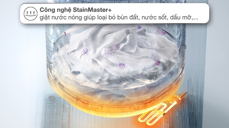  Công nghệ giặt hơi nước StainMaster+ giúp loại bỏ vi khuẩn, mùi hôi hiệu quả