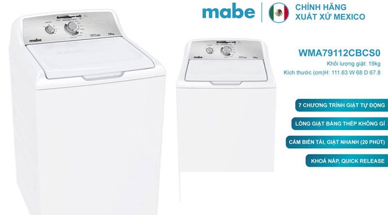 Máy giặt Mabe WMA79112CBCS0  được nhập khẩu nguyên chiếc từ Mexico