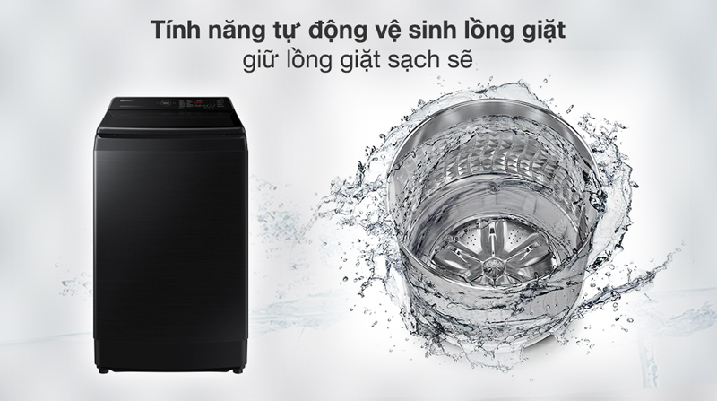 Tính năng vệ sinh lồng giặt sẽ giúp loại bỏ được các xơ vải, bụi bẩn hay cặn bột giặt đọng lại trong lồng giặt