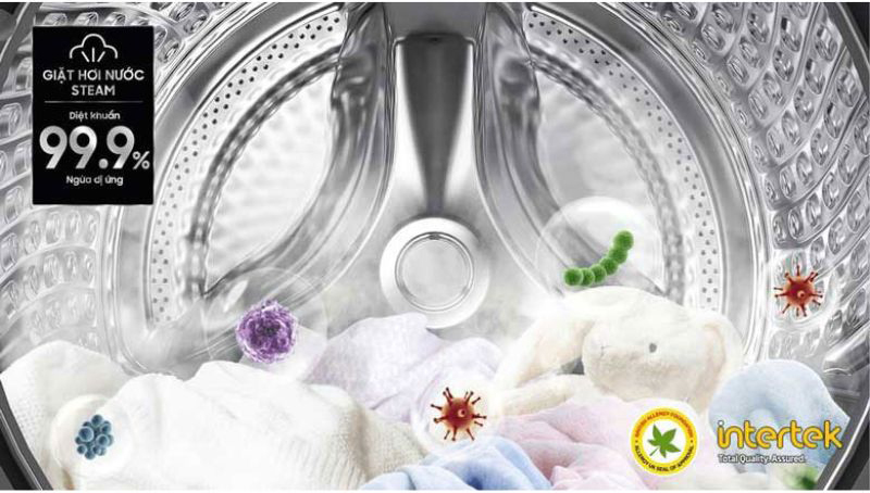 Công nghệ giặt hơi nước Hygiene Steam diệt 99.9% vi khuẩn