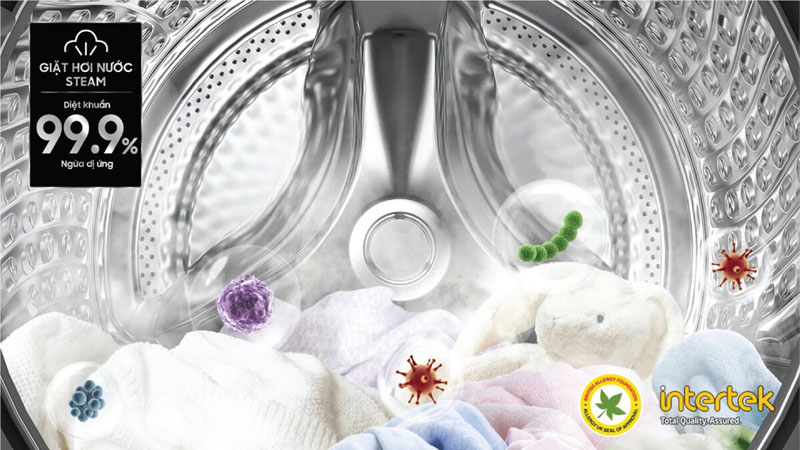 Công nghệ giặt hơi nước Hygienic Care,  tiêu diệt 99.9% vi khuẩn và các tác nhân gây dị ứng.