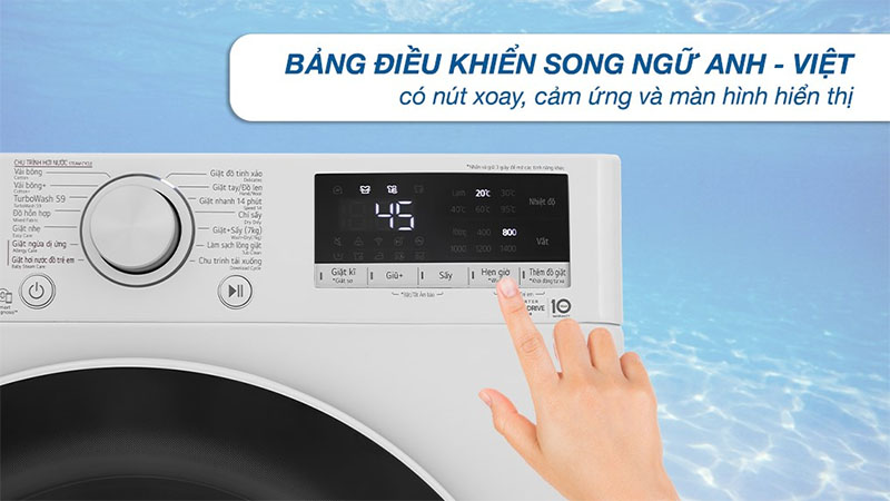 Bảng điều khiển của Máy giặt sấy AI DD Inverter giặt 11 kg - sấy 7 kg LG FV1411D4W
