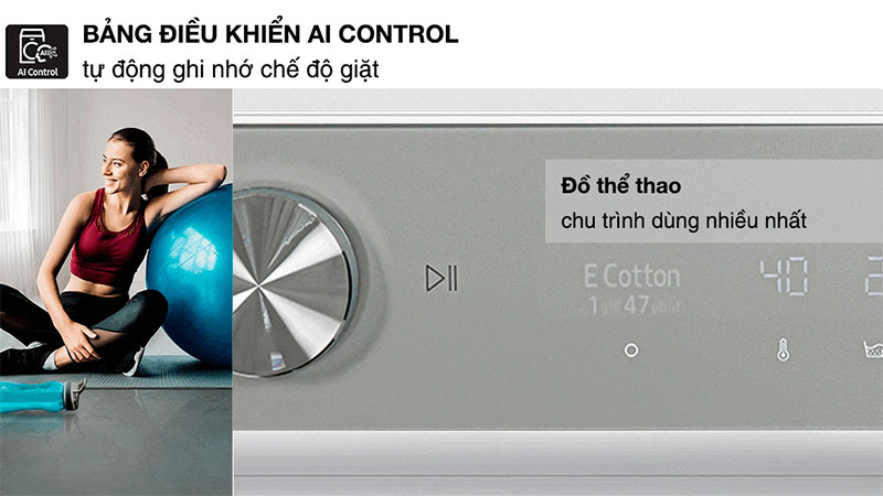 Bảng điều khiển của Máy giặt sấy Bespoke AI Inverter giặt 12kg - sấy 8kg Samsung WD12BB944DGHSV
