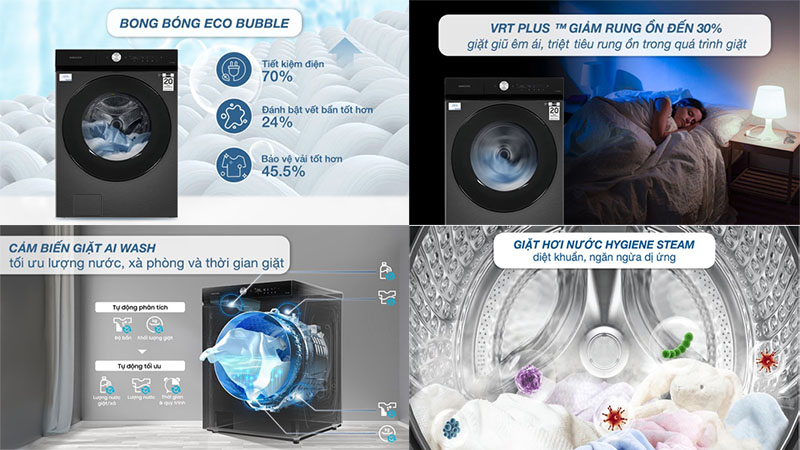 Công nghệ giặt của Máy giặt sấy Bespoke AI Inverter giặt 21kg - sấy 12kg Samsung WD21B6400KV/SV
