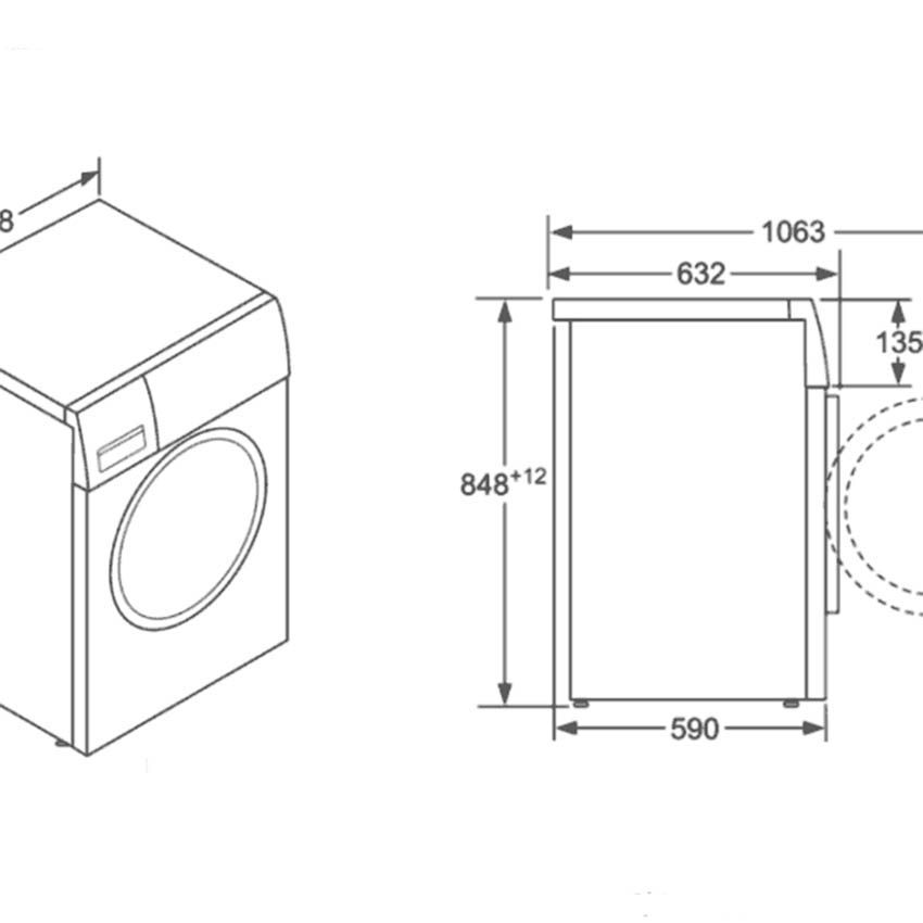 Kích thước của máy giặt sấy Bosch WVG-30462SG