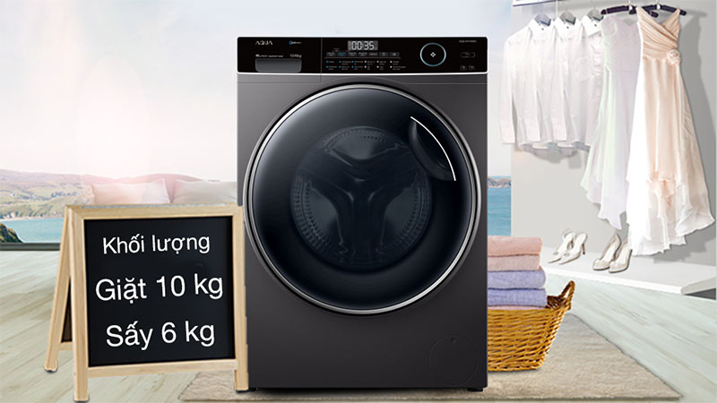 Khối lượng giặt - sấy của Máy giặt sấy Inverter giặt 10 kg - sấy 6 kg Aqua AQD-AH1000G.PS