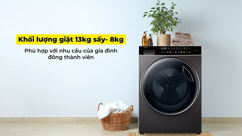 Khối lượng giặt của Máy giặt sấy Inverter giặt 13 Kg - sấy 8 Kg Aqua AQD-DH1300H.PS
