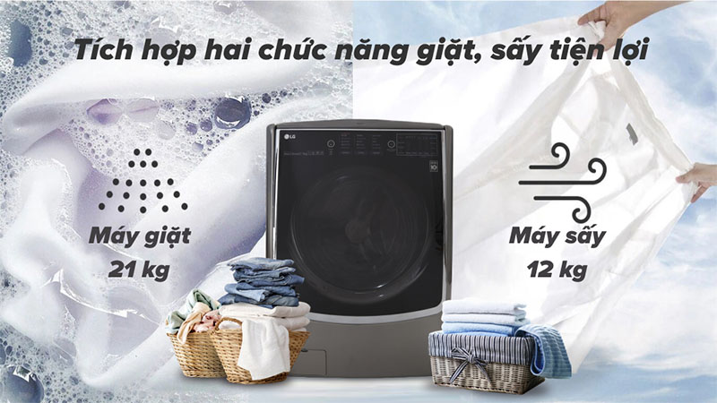 Máy giặt sấy LG Inverter F2721HTTV - Hàng chính hãng