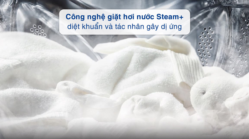 Công nghệ giặt giặt hơi nước LG Steam giúp loại bỏ 99,9% các chất gây dị ứng