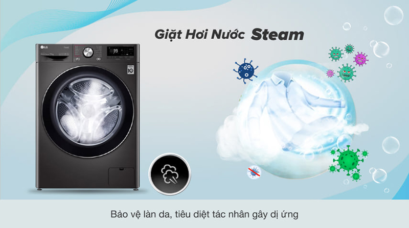 Công nghệ giặt hơi nước SteamCare, diệt khuẩn đến 99,99%, bảo vệ làn da của bạn