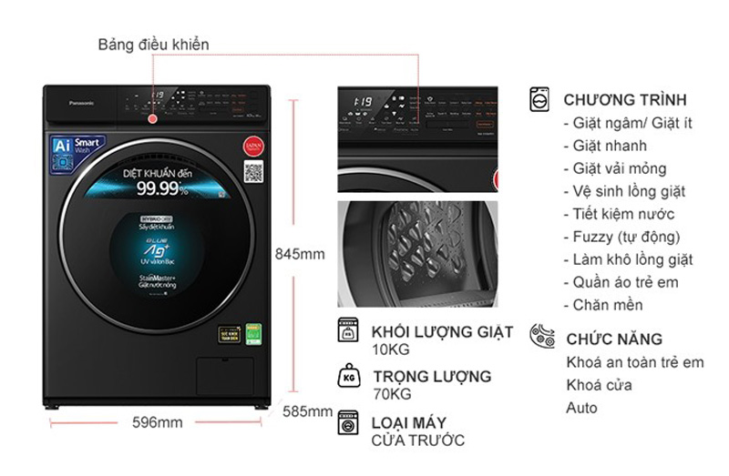 Kích thước của máy giặt sấy Panasonic NA-S106FR1BV