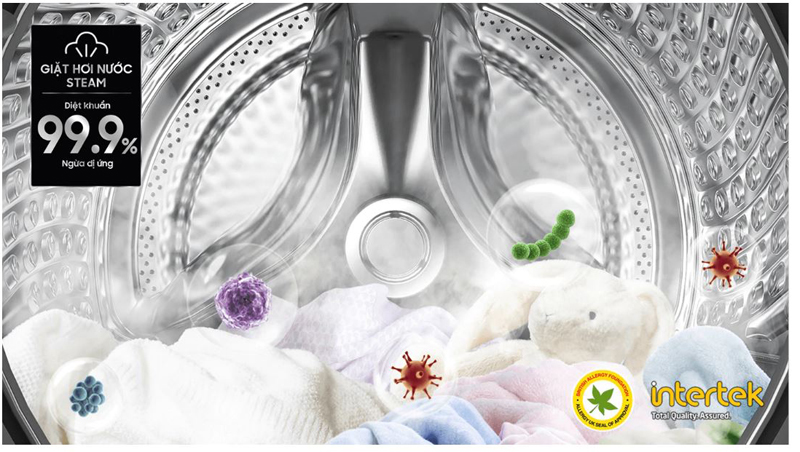 Công nghệ giặt hơi nước Steam diệt 99.9% vi khuẩn và các tác nhân gây dị ứng