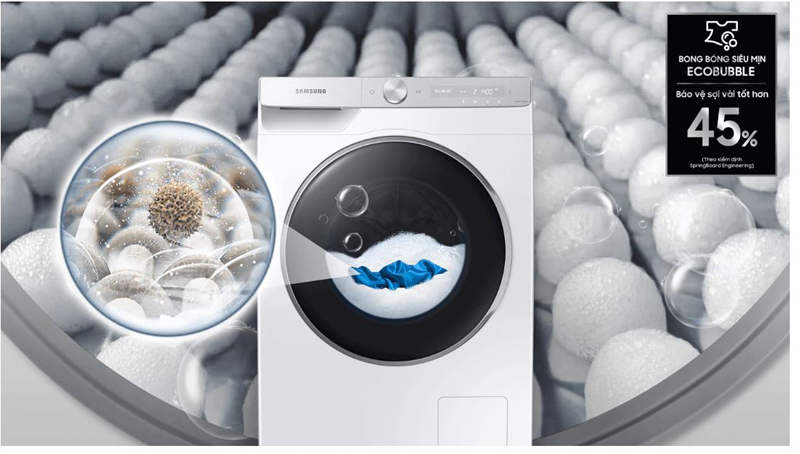 Công nghệ giặt bong bóng siêu mịn EcoBubble đánh bật vết bẩn cứng đầu hiệu quả