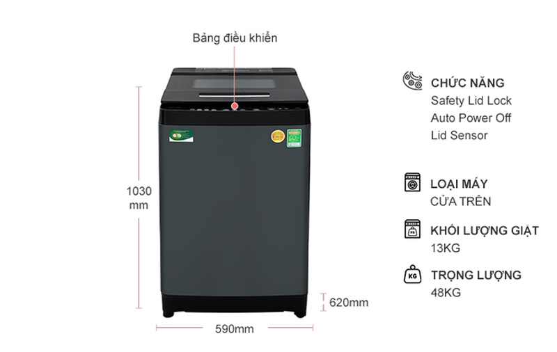 Kích thước của máy giặt Inverter 13 kg AW-DUJ1400GV