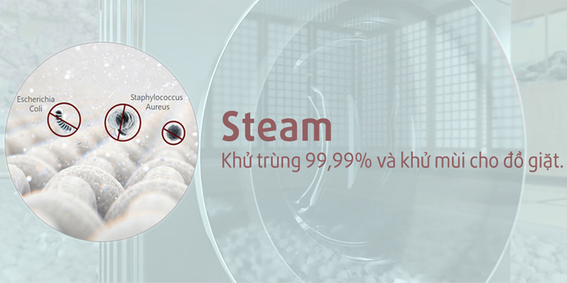 Công nghệ giặt bằng hơi nước Steam Care loại bỏ các tác nhân gây dị ứng bám trên quần áo,