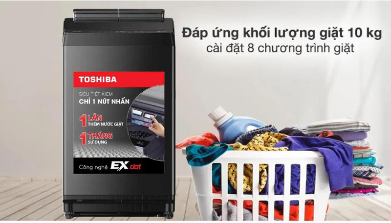 Khối lượng giặt lớn 10kg phù hợp sử dụng cho gia đình 5 - 7 người