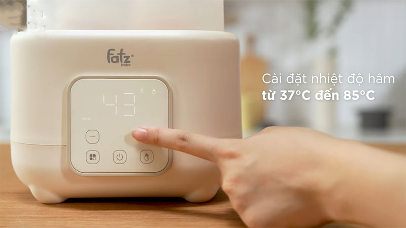 Dải nhiệt độ của Máy hâm sữa và tiệt trùng điện tử Duo 10 Fatzbaby FB3211BK