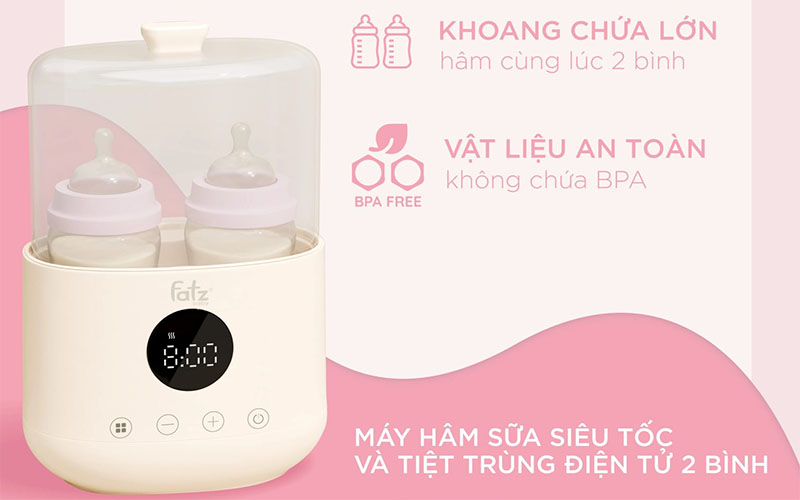 Máy hâm sữa và tiệt trùng điện tử Fatzbaby Duo 8 FB3062SJ