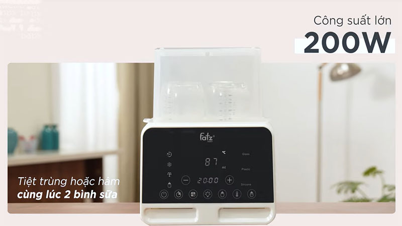 Công suất của Máy hâm sữa và tiệt trùng điện tử Duo 9 Fatzbaby FB3095KB