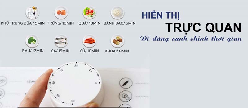 Điều khiển bằng núm xoay dễ dàng điều chỉnh thời gian cho món ăn