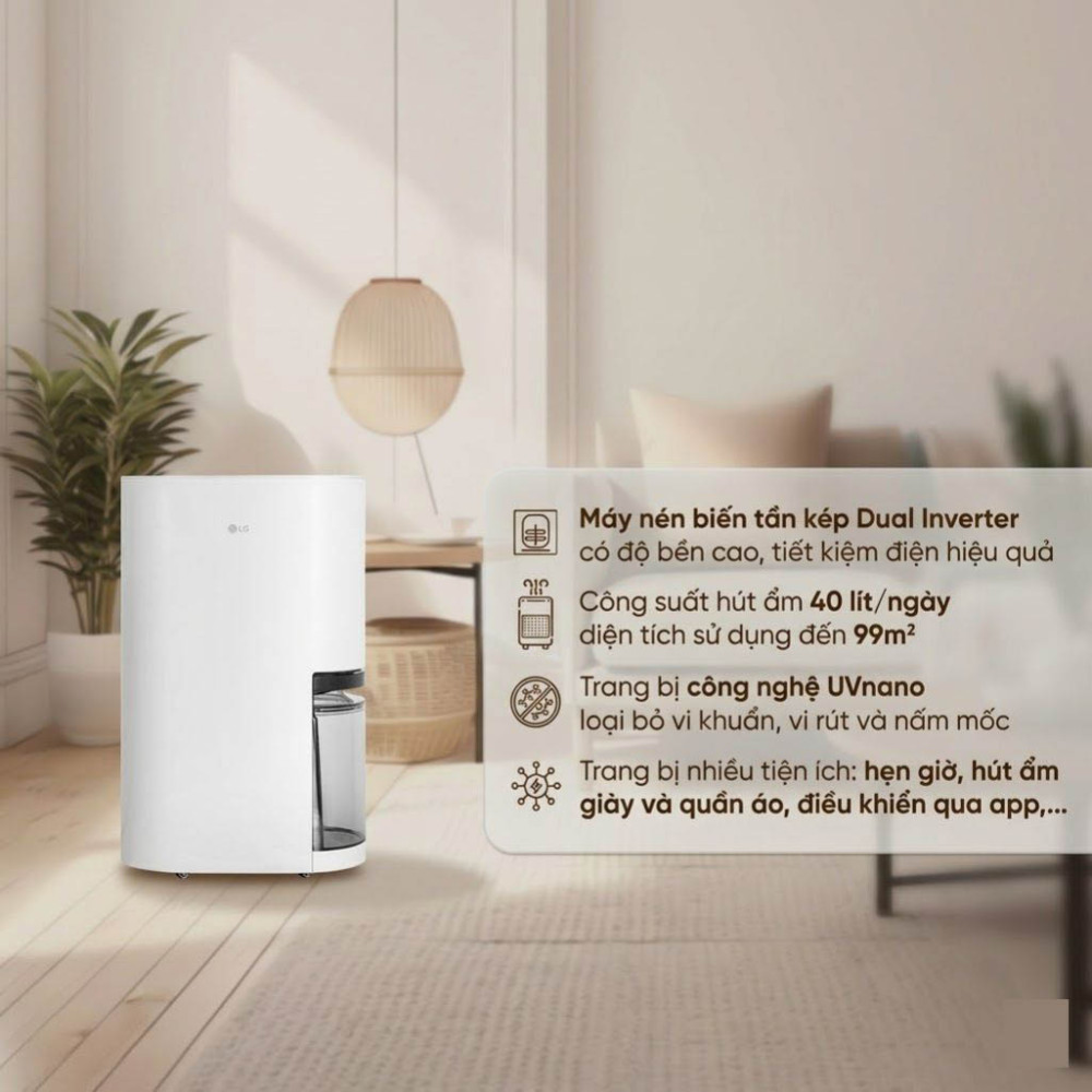 Máy hút ẩm LG Dual Inverter DD23GMWE1 - Hàng chính hãng