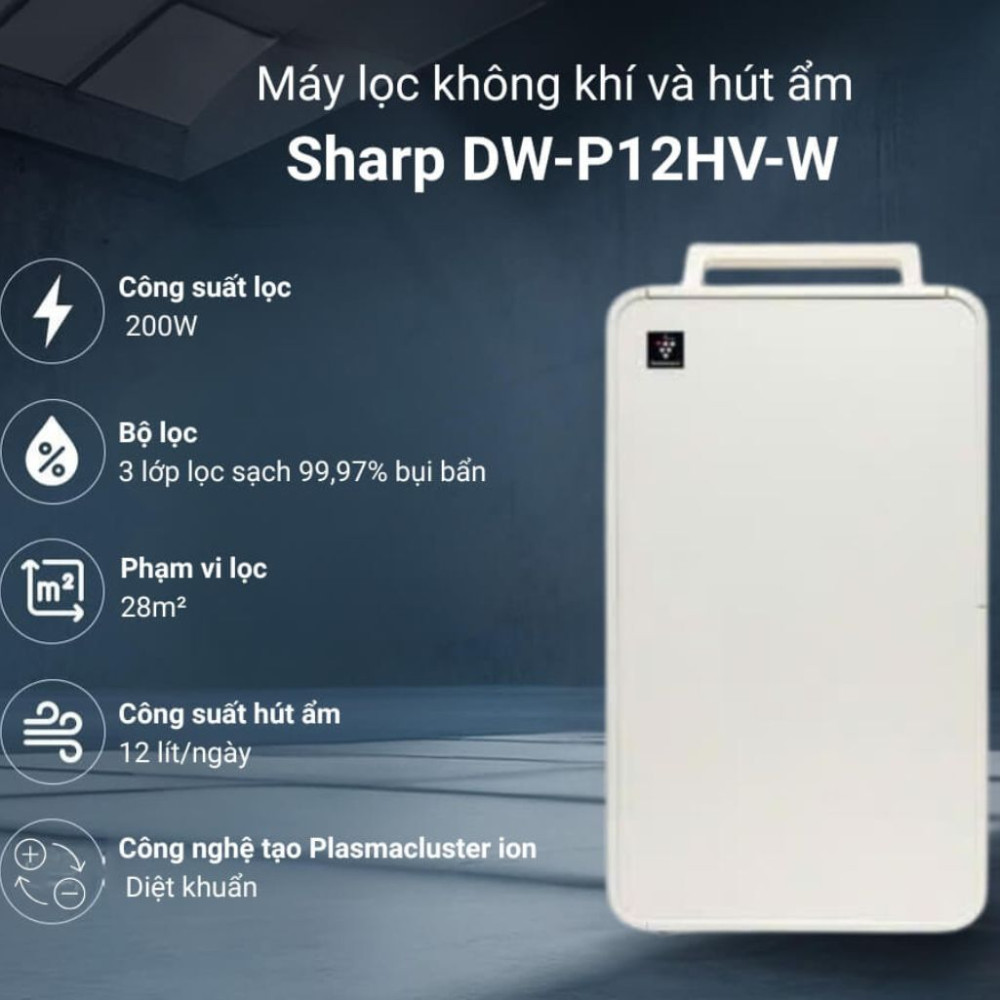 Máy hút ẩm Sharp DW-P12HV-W - Hàng chính hãng