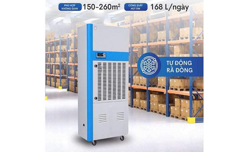 Công suất hút ẩm và bán kính hoạt động của Máy hút ẩm công nghiệp Fujihaia DH168BG