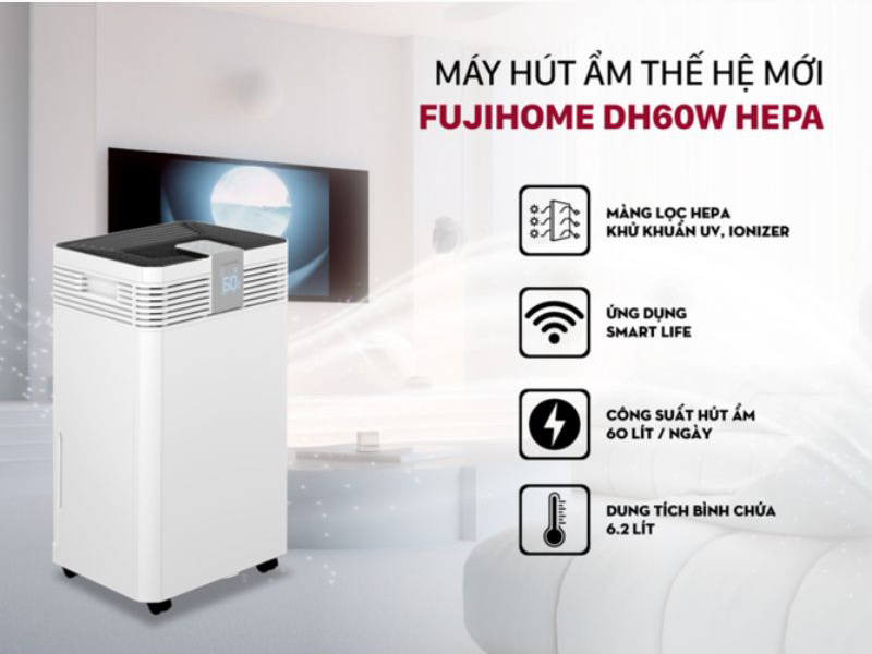 Thông số kỹ thuật của máy hút ẩm Fujihome DH60W-HEPA