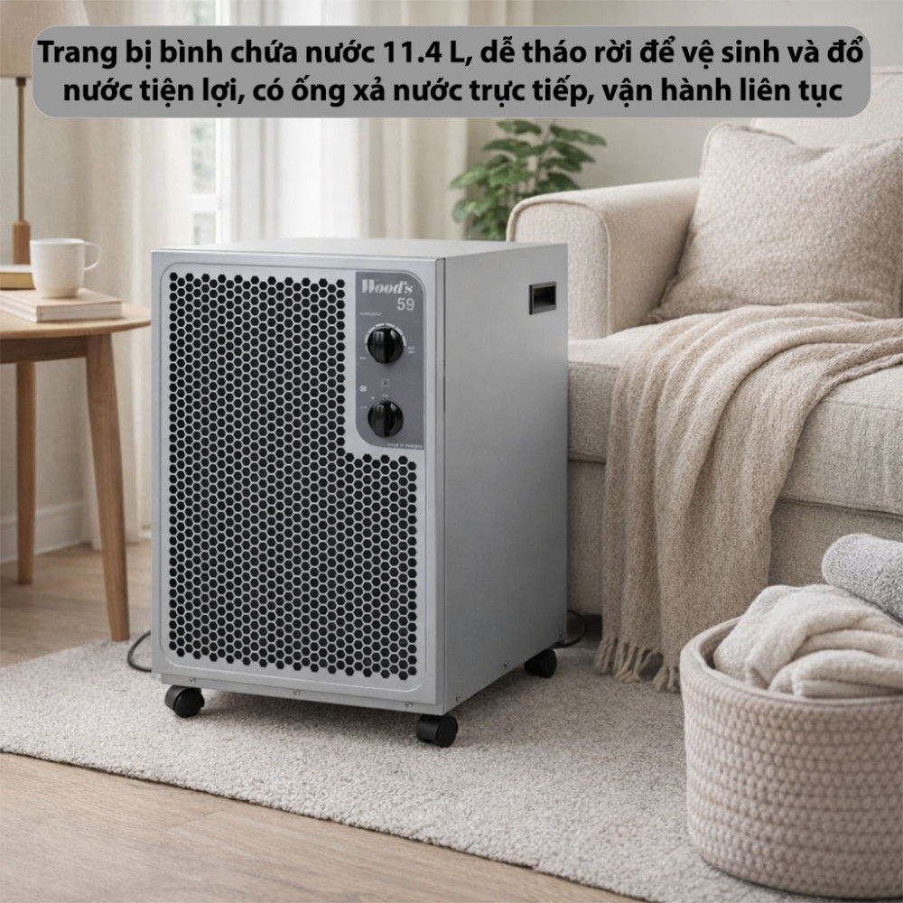Máy hút ẩm kèm lọc không khí Wood’s SW-59FX - Hàng chính hãng