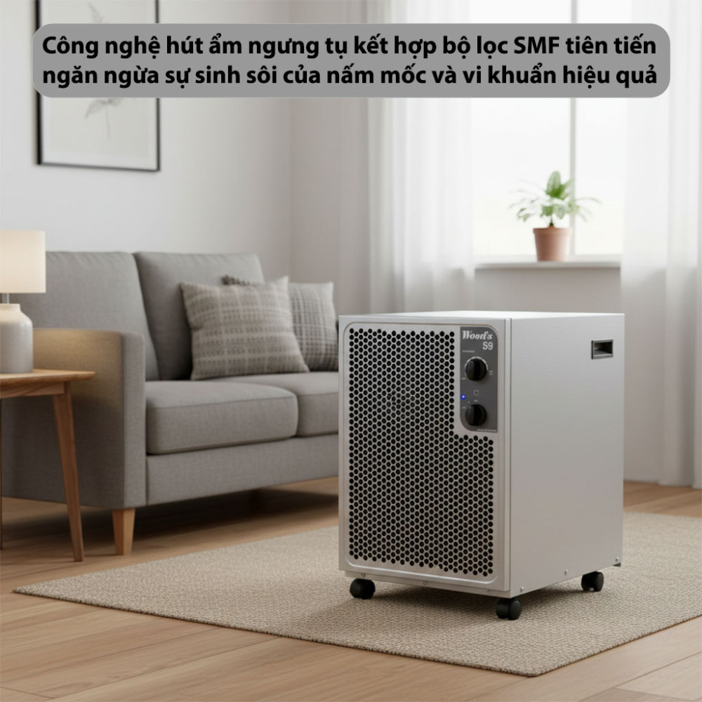 Máy hút ẩm kèm lọc không khí Wood’s SW-59FX - Hàng chính hãng