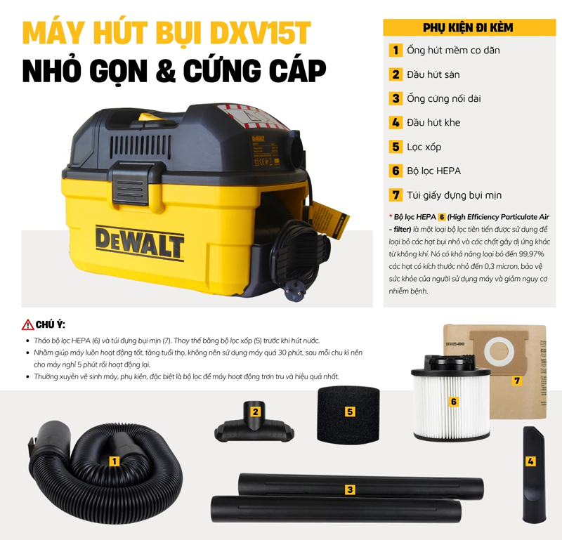 Máy hút bụi 3 chức năng DeWalt DXV15T 