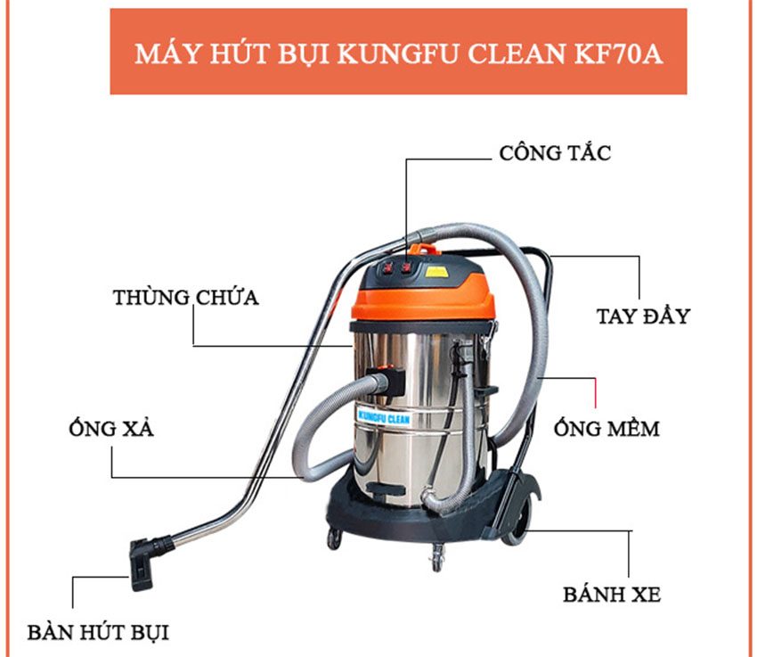 Chi tiết của máy hút bụi Kungfu Clean KF 70A