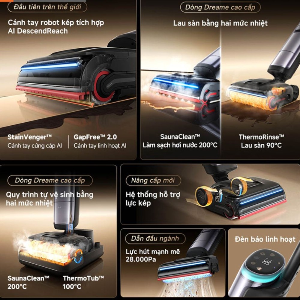 Máy hút bụi lau nhà cầm tay Dreame H16 Pro Steam - Hàng chính hãng
