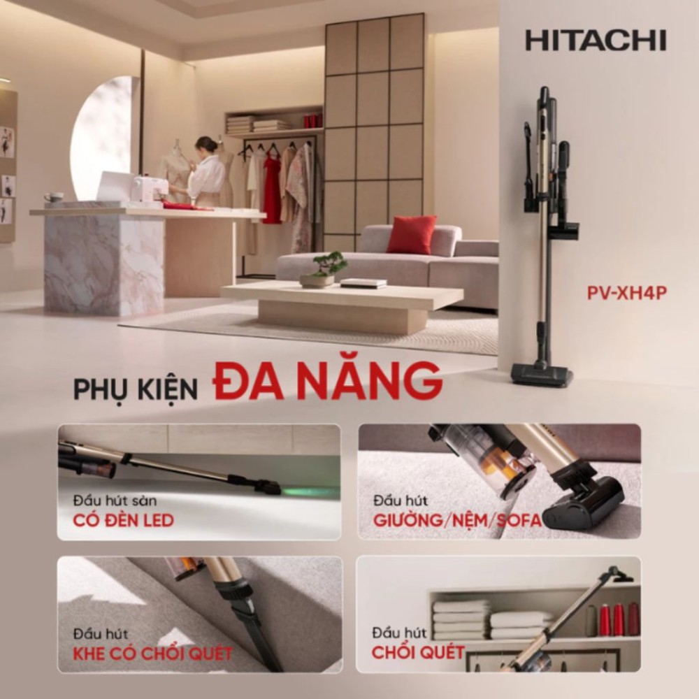 Máy hút bụi cầm tay Hitachi PV-XH4P - Hàng chính hãng