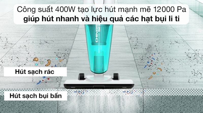 Công suất và lực hút mạnh mẽ giúp làm sạch nhanh, tiết kiệm điện