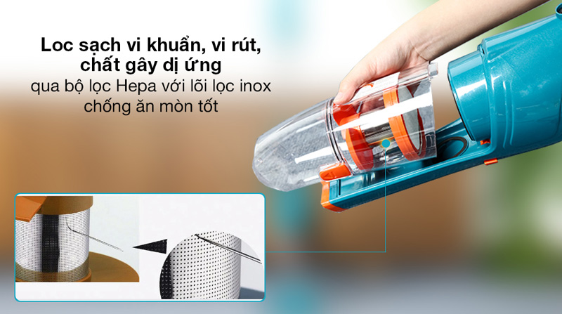 Bộ lọc HEPA giúp bạn dễ dàng vệ sinh và loại bỏ hoàn toàn bụi bẩn