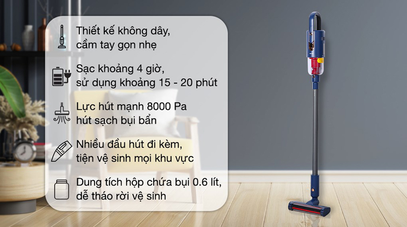 Tính năng nổi bật của máy hút bụi không dây Deerma VC811