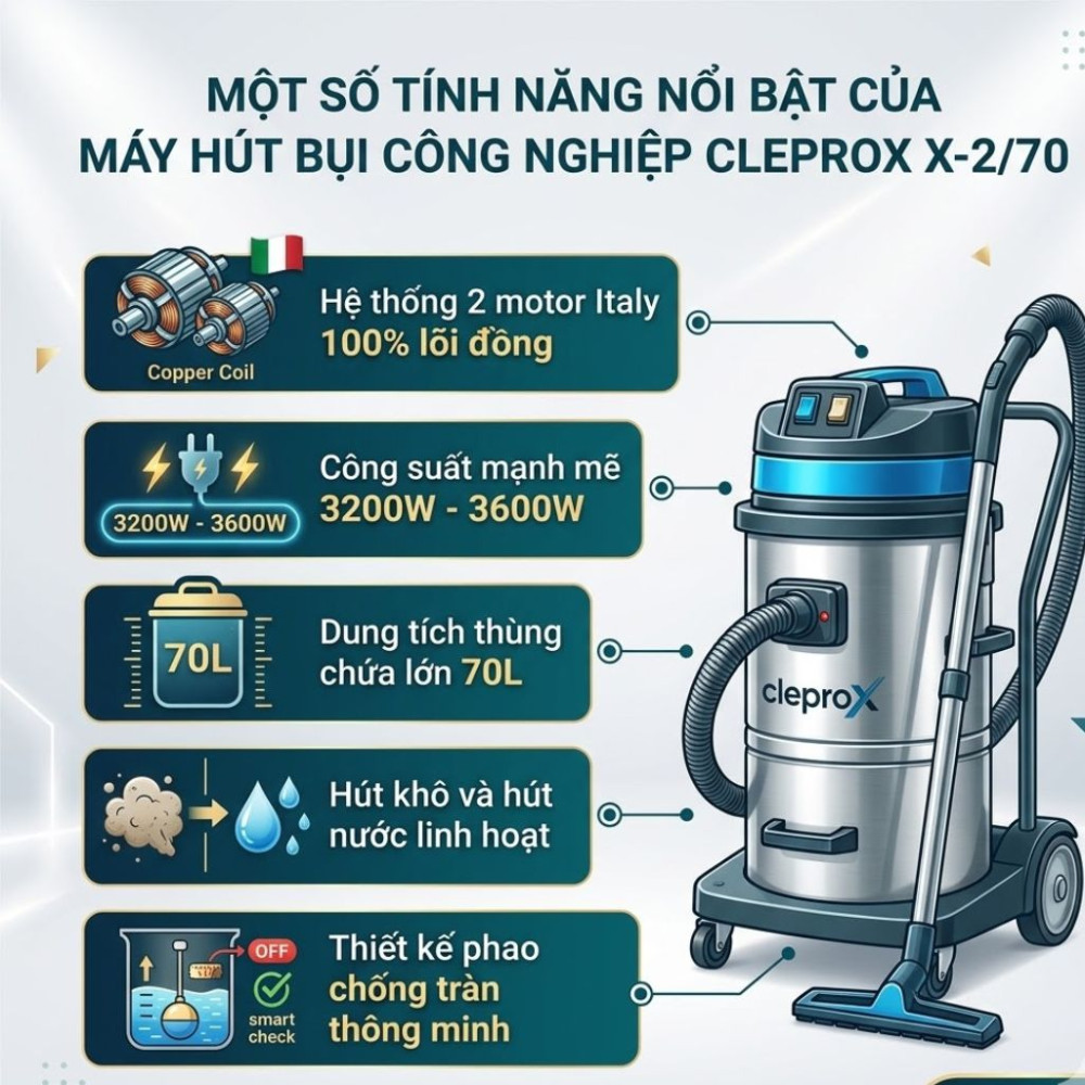Máy hút bụi công nghiệp CleproX X-2/70 - Hàng chính hãng