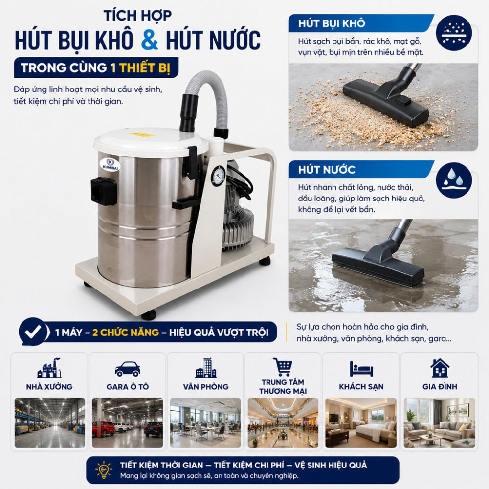 Máy hút bụi công nghiệp Kumisai KMS 220 - Hàng chính hãng