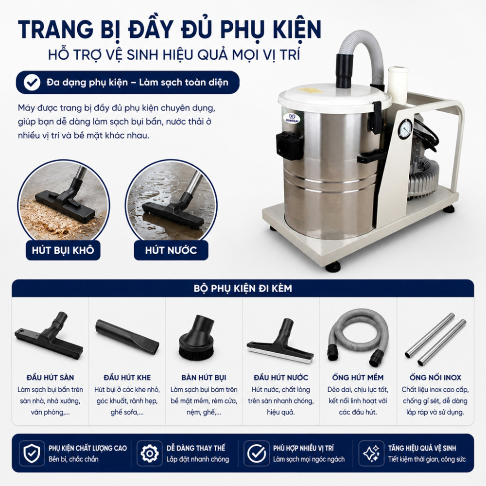 Máy hút bụi công nghiệp Kumisai KMS 220 - Hàng chính hãng