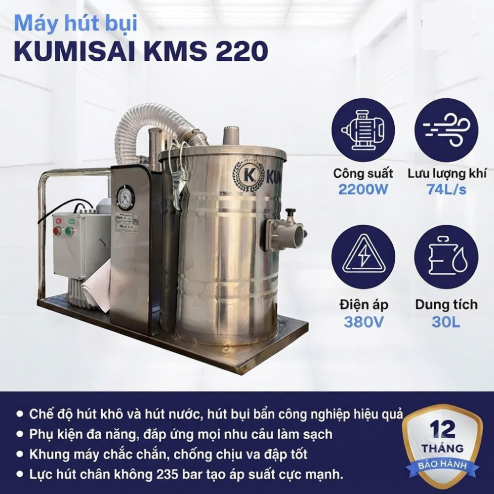 Máy hút bụi công nghiệp Kumisai KMS 220 - Hàng chính hãng