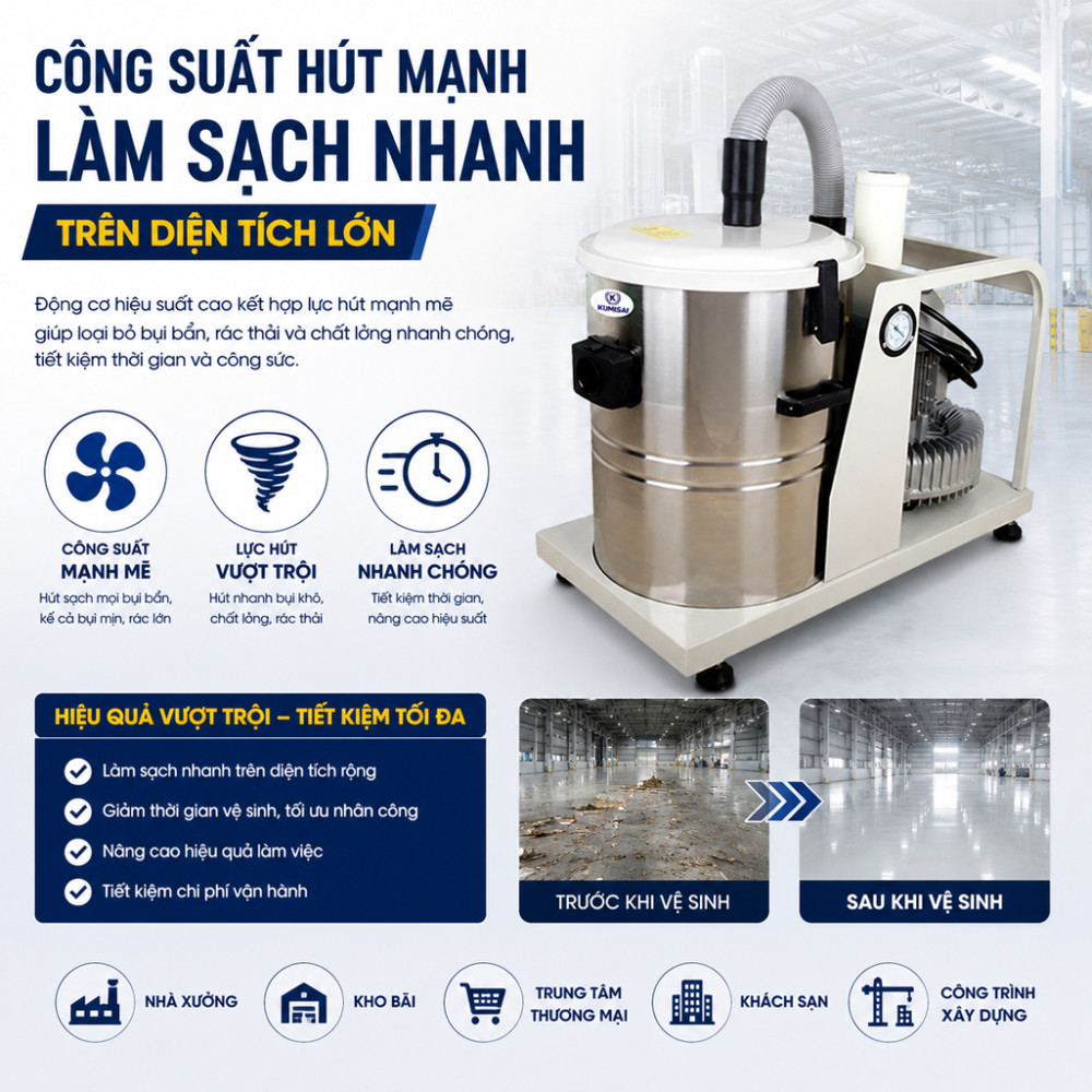 Máy hút bụi công nghiệp Kumisai KMS 220 - Hàng chính hãng