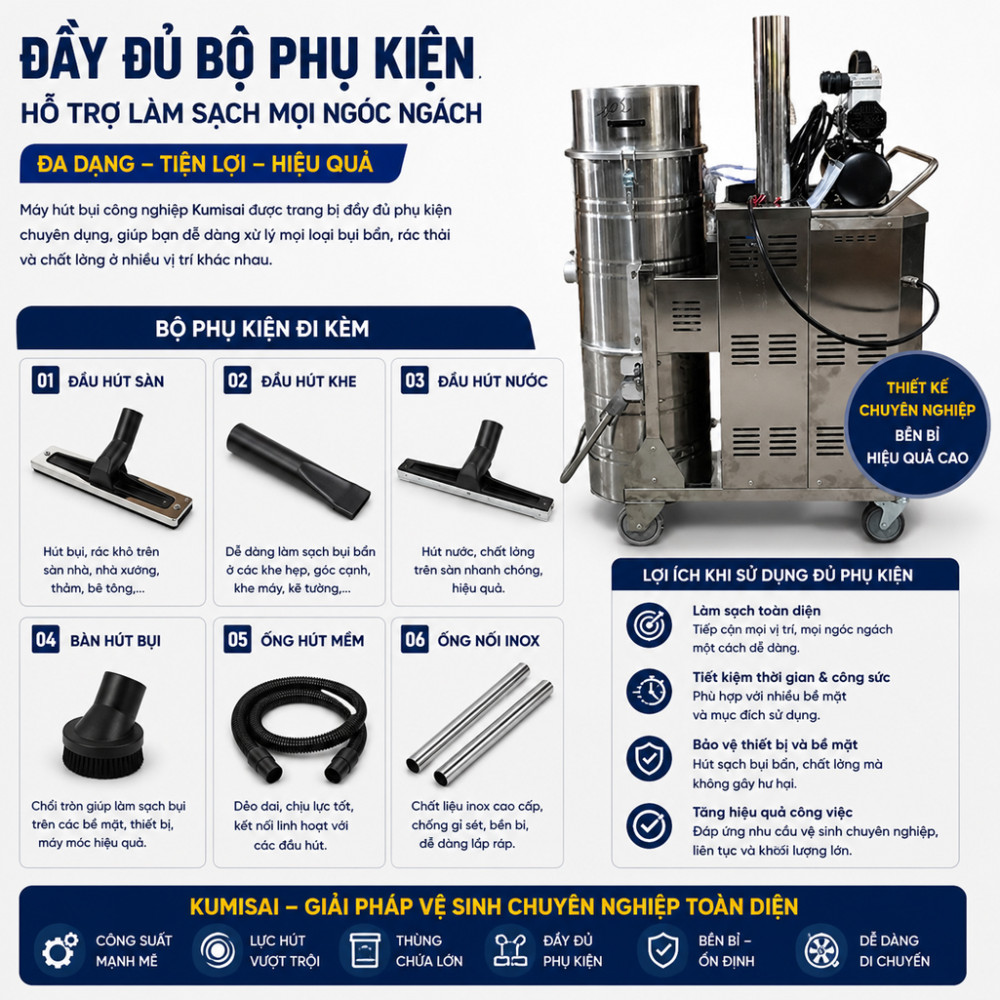 Máy hút bụi công nghiệp Kumisai KMS120 - Hàng chính hãng